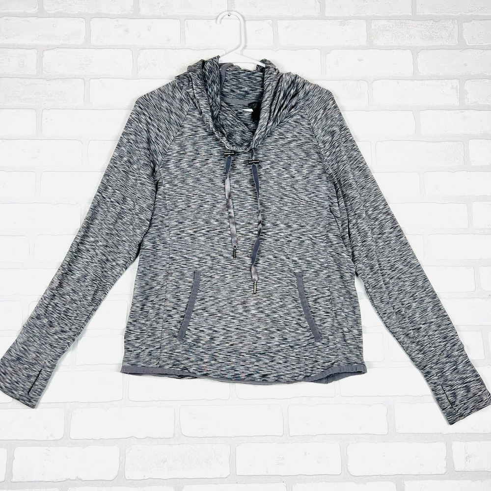90 Degree by Reflex Womens Space Dye‎ Cowl Neck Hoodie Grey White Size M